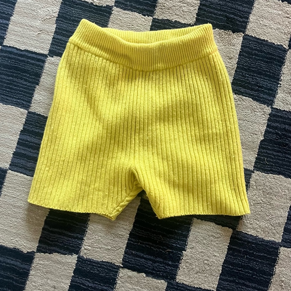 Danielle Guizio Yellow High Waist Shorts woven